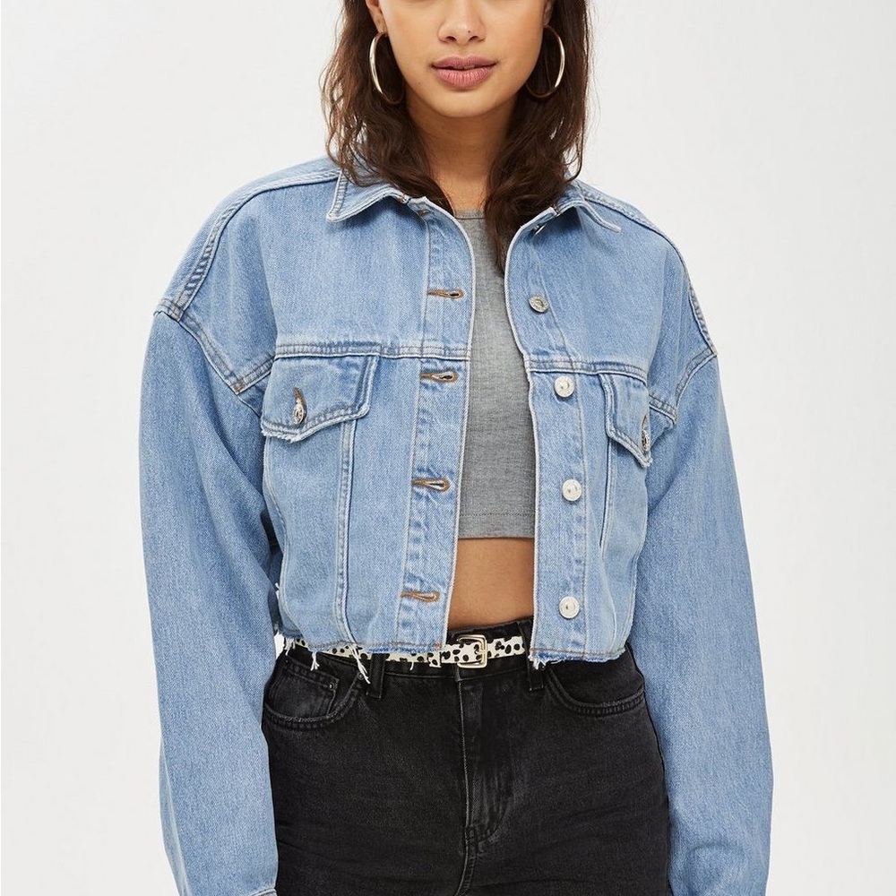 TOPSHOP Cropped Denim Jacket SIZE 8